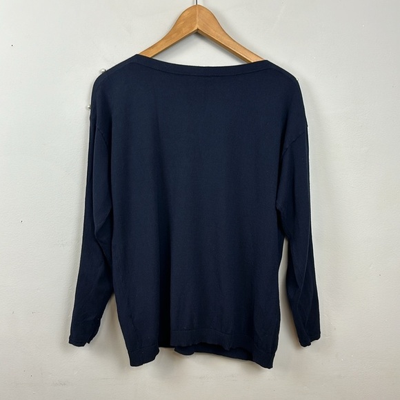 Talbots Navy Pearl Sleeve Boatneck Sweater Sz LP - Picture 7 of 10